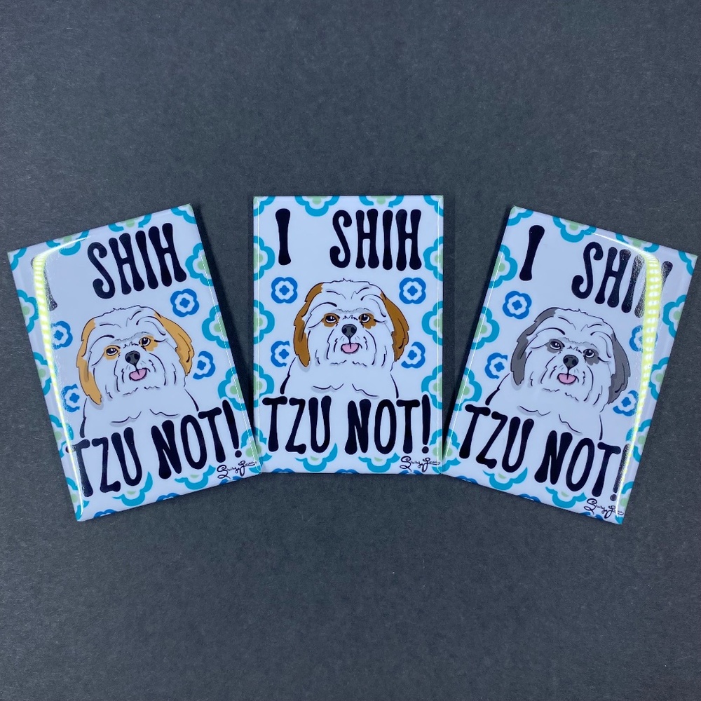 Funny Shih Tzu Magnet, 3 Colors Available - Handmade 2x3"
